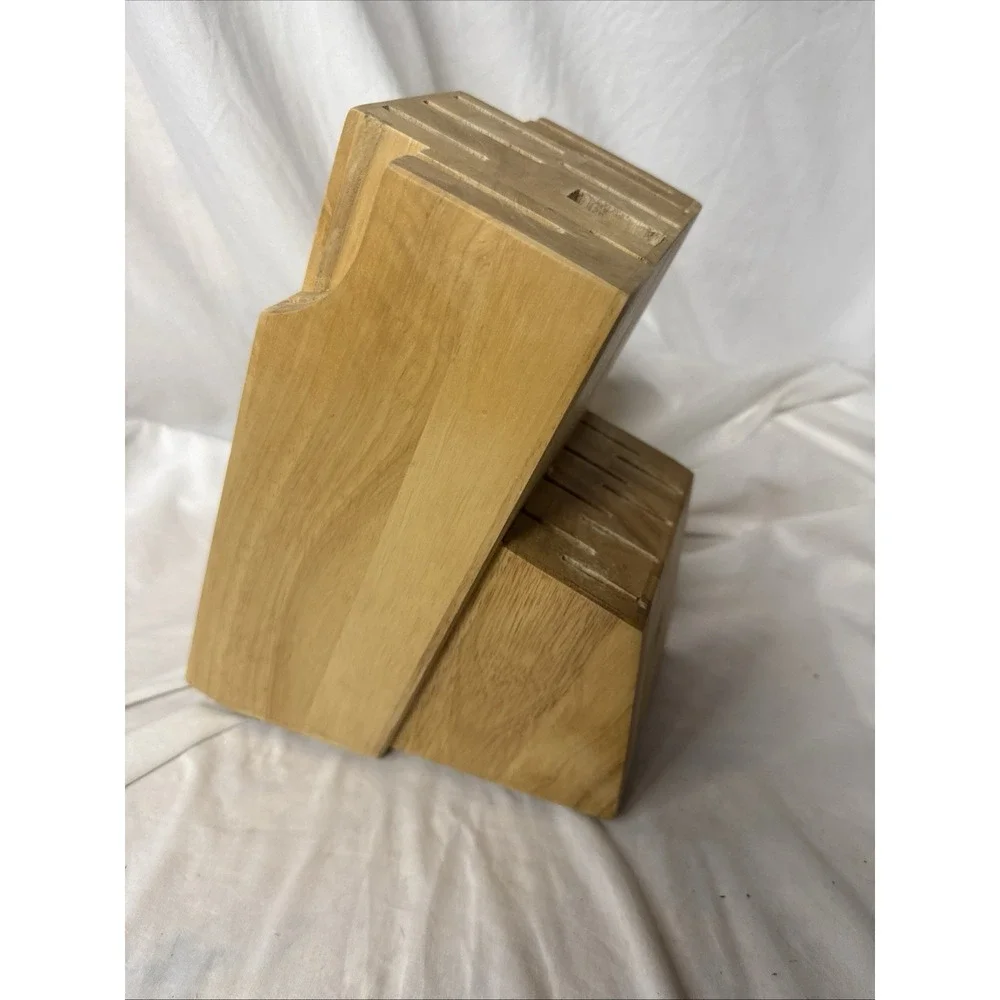 Miracle Blade III 5 Pc Knife Chop Carve Cheese Rock Filet 17 Slot Wood Block Lot